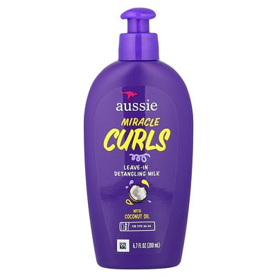 Несмываемый молочковый кондиционер Miracle Curls с кокосовым маслом для волос типа 3A-4A, 6.7 fl oz (200 ml)