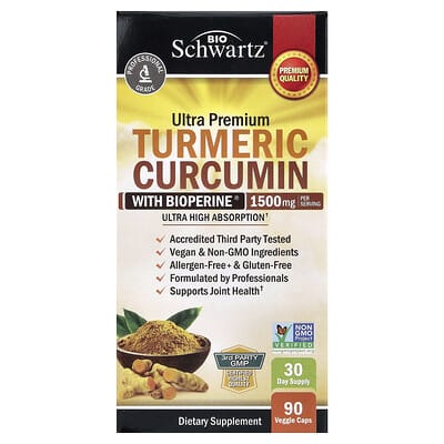 Ultra Premium Turmeric Curcumin With Bioperine®, 90 Veggie Caps