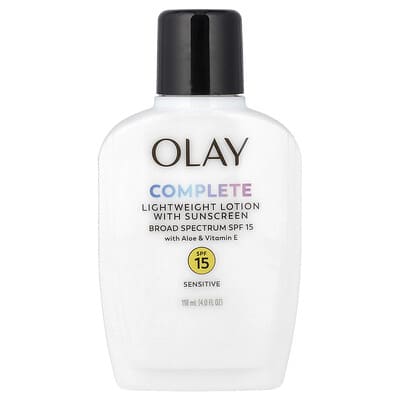 Olay легкий лосьон с солнцезащитным кремом, SPF 15, для чувствительной кожи, без отдушек, 4 fl oz (118 ml)