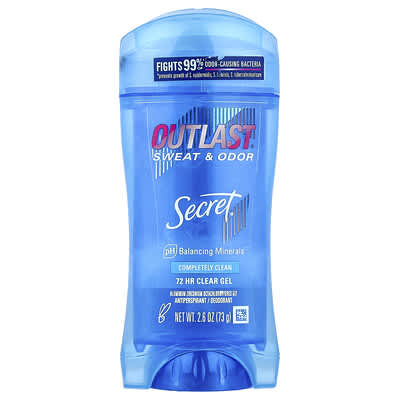 Outlast®, Sweat & Odor, 72 HR Clear Gel Deodorant, Completely Clean, 2.6 oz (73 g)