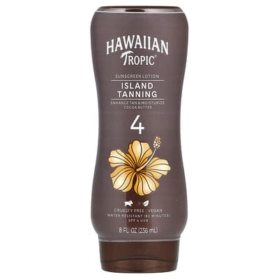 Солнцезащитный лосьон Hawaiian Tropic Island Tanning, Масло какао, SPF 4, 8 fl oz (236 ml)