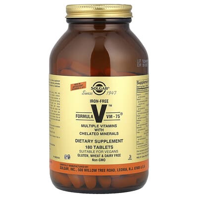 Formula V™ VM-75®, мультивитамины с хелатными минералами, без железа, 180 таблеток