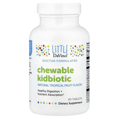 Жевательные витамины Kidbiotic, натуральный тропический вкус, 90 таблеток
