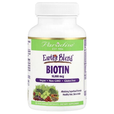 Earth's Blend®, Biotin, 10,000 mcg, 90 Vegetarian Capsules