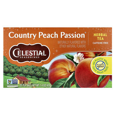 Травяной чай Country Peach Passion®, без кофеина, 20 чайных пакетиков, 1.4 oz (41 g)