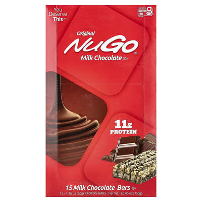 NuGo Nutrition Протеиновый батончик Milk Chocolate, 15 шт., 1.76 oz (50 g) каждый