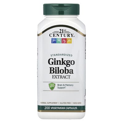 Экстракт Ginkgo Biloba, стандартизированный, 200 вегетарианских капсул (60 mg на капсулу)