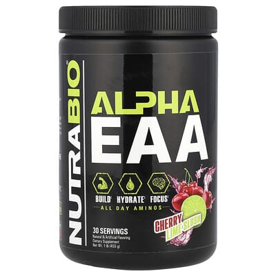 Аминокислоты NutraBio Alpha EAA, Cherry Lime Slush, 1 lb (455 g)