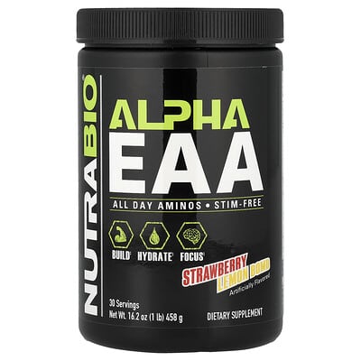 Alpha EAA, клубнично-лимонный вкус, 1 lb (458 g)