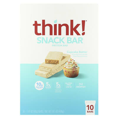 Snack Protein Bar, Cupcake Batter, 10 Bars, 1.41 oz (40 g) Each