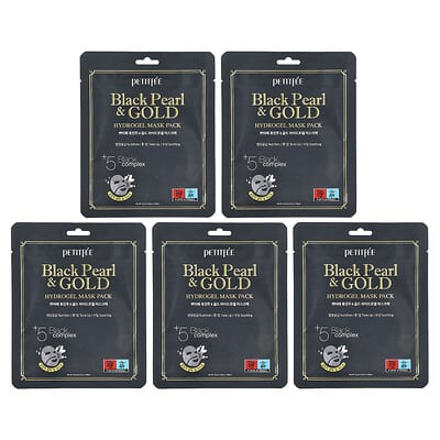 Гидрогелевая маска для лица Black Pearl & Gold, 5 штук, 1.12 oz (32 g) каждая