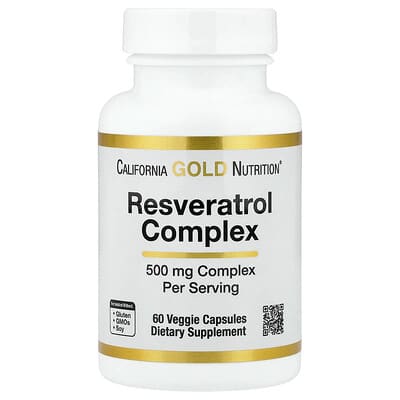 Resveratrol Complex with Grape Seed Extract, Red Wine Extract, and trans-Resveratrol, 60 Veggie Capsules