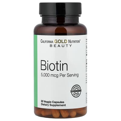 Biotin, 5,000 mcg, 30 Veggie Capsules
