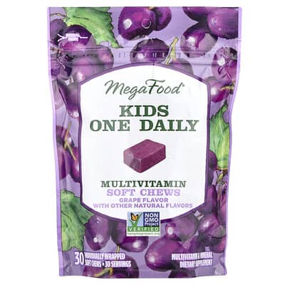 Kids One Daily, Multivitamin Soft Chews, Grape, 30 Individually Wrapped Soft Chews