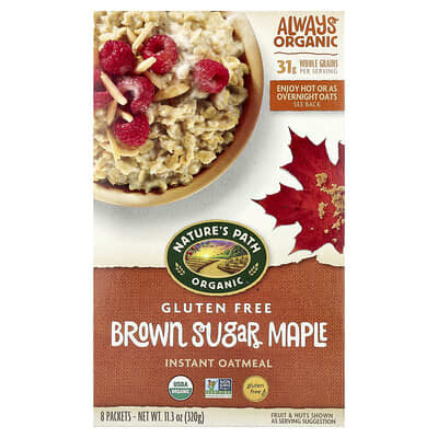 Органическая овсянка быстрого приготовления, Brown Sugar Maple, 8 пакетиков, 11.3 oz (320 g)