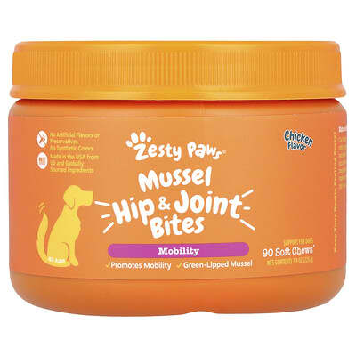 Mussel Hip & Joint Bites, For Dogs, All Ages, Chicken, 90 Soft Chews, 7.9 oz (225 g)