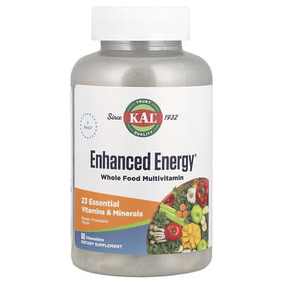 Мультивитамины Enhanced Energy, Whole Food, Mango Pineapple, 60 жевательных таблеток