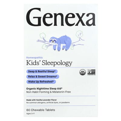 Детское средство для сна Genexa Sleepology, органическое, ванильный лаванда, 60 таблеток