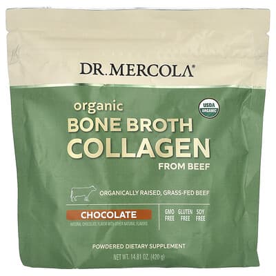 Органический костный бульон Dr. Mercola из говядины, шоколад, 14.81 oz (420 g)