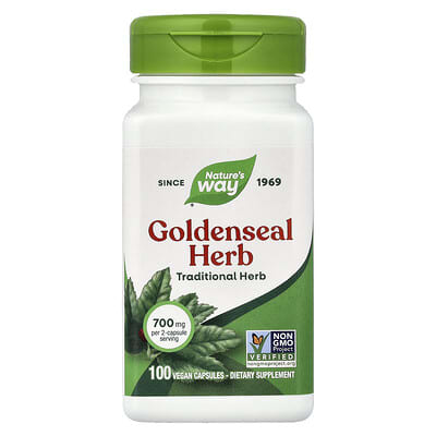 Трава Goldenseal, 100 веганских капсул (350 mg на капсулу)