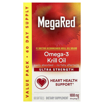 MegaRed®, Omega-3 Krill Oil, 1,000 mg, 60 мягких капсул