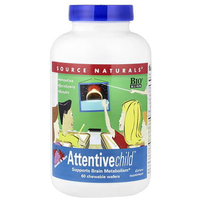 Source Naturals Attentive Child™, Sweet & Tart, 60 жевательных вафель