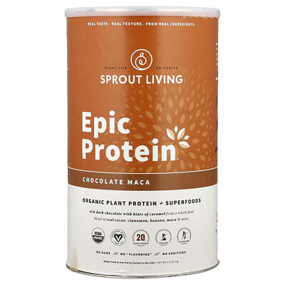 Протеин Epic Protein® Organic Plant Protein + Superfoods, Chocolate Maca, 2 lb (912 g)