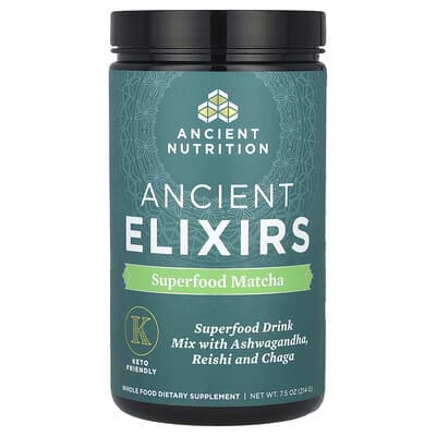 Ancient Nutrition Ancient Elixirs, суперфуд матча, 7.5 oz (214 g)