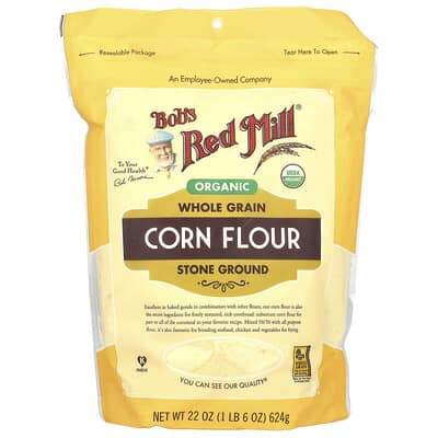 Bob's Red Mill Органическая цельнозерновая кукурузная мука, 22 oz (624 g)