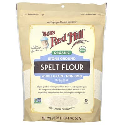 Organic Spelt Flour, цельнозерновая, 20 oz (567 g)