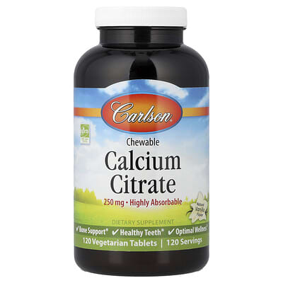 Желеобразный кальций Carlson Chewable Calcium Citrate, Natural Vanilla, 250 mg, 120 таблеток