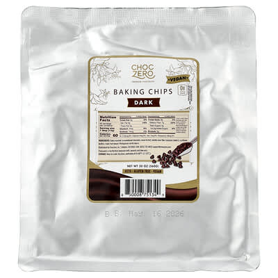 Шоколадные чипсы ChocZero Dark, 20 oz (560 g)