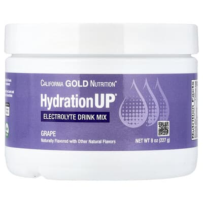 Электролитный напиток HydrationUP®, с кальцием, калием, витамином C и витамином E, Grape, 8 oz (227 g)