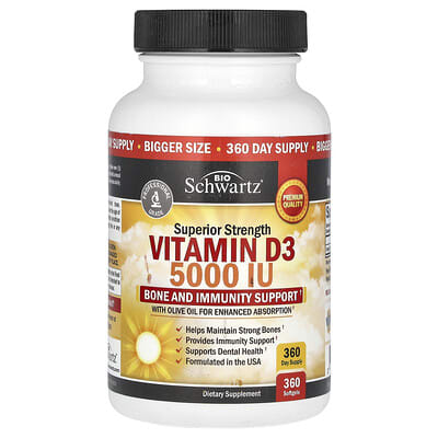 Superior Strength, Vitamin D3, 360 Softgels (125 mcg per Softgel)