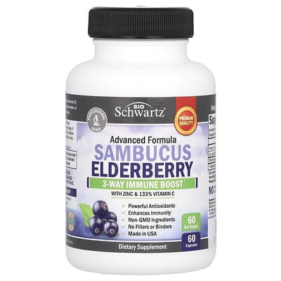 Бузина Sambucus с цинком и витамином C, 60 капсул
