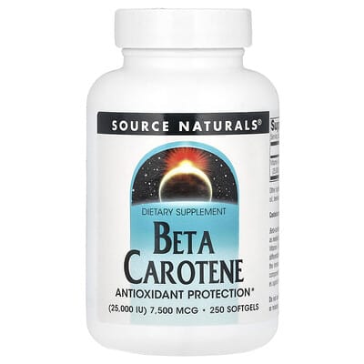 Бета-каротин, 7,500 mcg (25,000 IU), 250 мягких капсул