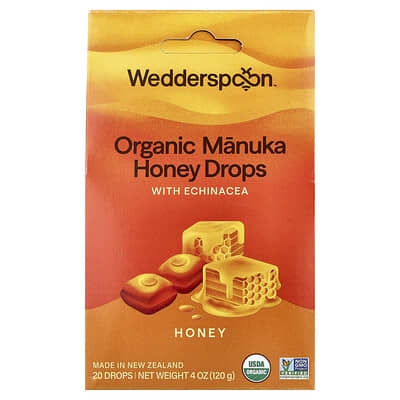 Organic Manuka Honey Drops with Echinacea, Honey, 20 Drops, 4 oz (120 g)