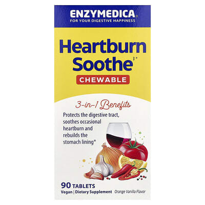 Средство от изжоги Enzymedica Heartburn Soothe, Orange Vanilla, 90 таблеток
