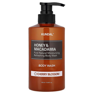 Kundal Гель для душа Honey & Macadamia, Cherry Blossom, 16.9 fl oz (500 ml)