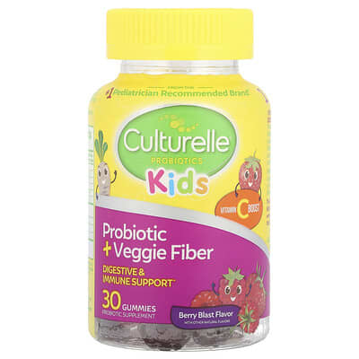 Детские жевательные витамины Probiotic + Veggie Fiber, Berry Blast, 30 штук