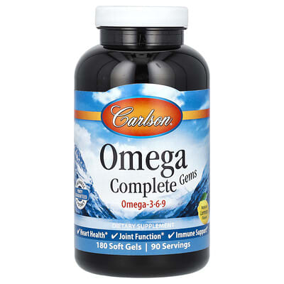 Omega Complete Gems, Omega-3-6-9, Natural Lemon, 180 мягких капсул