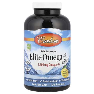 Wild Norwegian, Elite Omega-3 Gems®, Natural Lemon, 240 Soft Gels