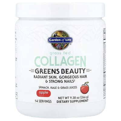 Garden of Life Grass Fed коллаген, Greens Beauty, яблоко, 9.38 oz (266 g)