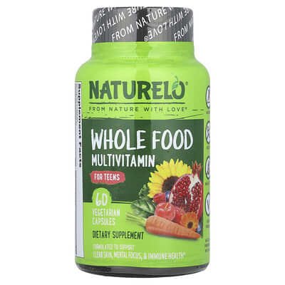 NATURELO Мультивитамины из цельных продуктов для подростков, 60 вегетарианских капсул
