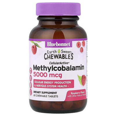 Earth Sweet® Chewables, CellularActive® Methylcobalamin, Raspberry, 5,000 mcg, 60 жевательных таблеток
