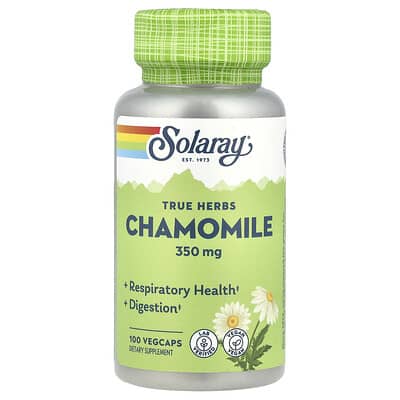 Solaray True Herbs, ромашка, 350 mg, 100 вегетарианских капсул