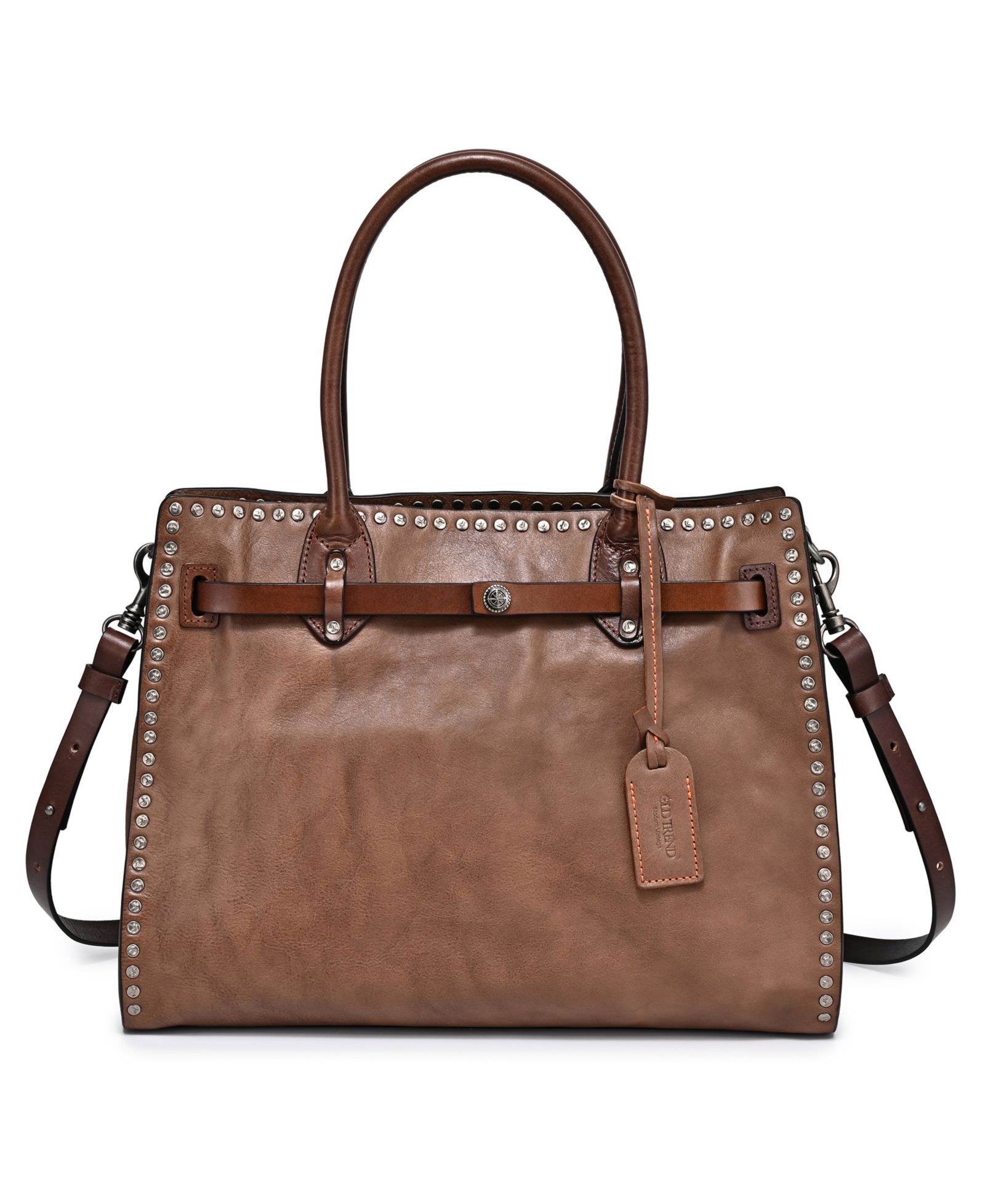 Old Trend Westland Large Studded Leather Satchel Bag