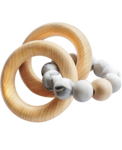 3 Stories Trading Tiny Teethers Infant Silicone и Beech Wood Rattle и Teether