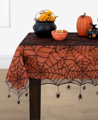 Elrene Halloween скатерть с кружевной отделкой и пауками, 60" x 84"