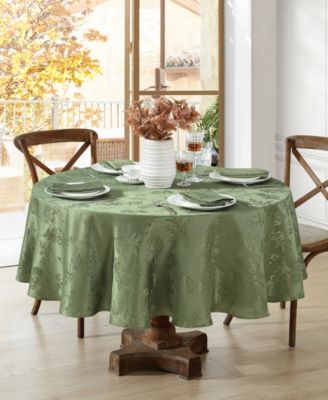 Elrene Elegant Woven Leaves Jacquard Damask Tablecloth, 60"x84" Oval